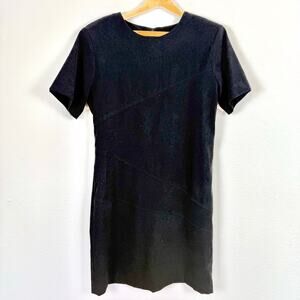 Vintage R&K Originals Women Faux Suede Black Dress Size 8 Classic Minimalist